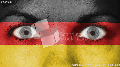 Image of Close up of eyes with flag