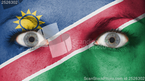 Image of Close up of eyes with flag