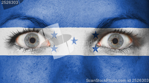 Image of Close up of eyes with flag