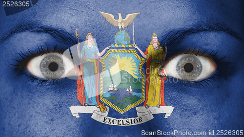 Image of Close up of eyes with flag