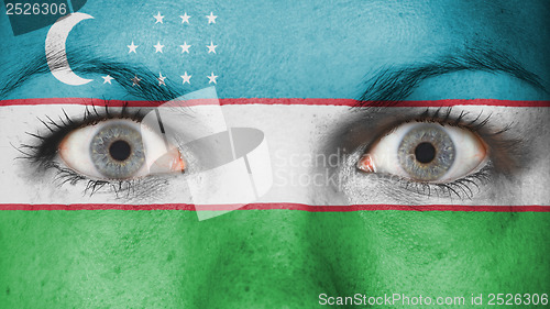 Image of Close up of eyes with flag