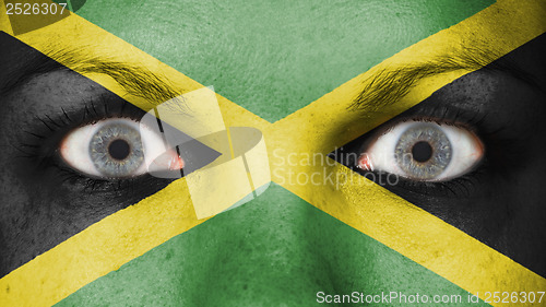 Image of Close up of eyes with flag