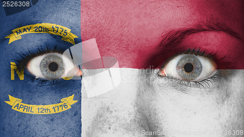 Image of Close up of eyes with flag