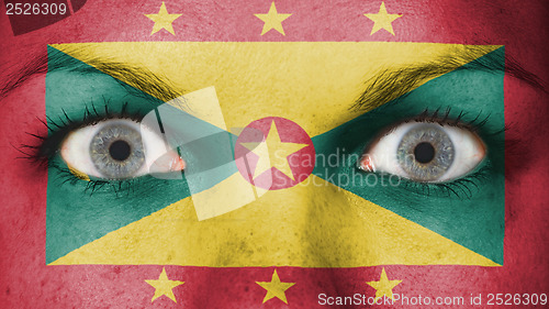 Image of Close up of eyes with flag