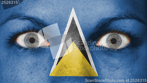 Image of Close up of eyes with flag