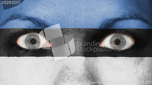 Image of Close up of eyes with flag