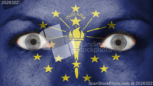 Image of Close up of eyes with flag