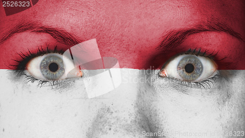 Image of Close up of eyes with flag