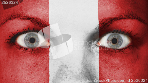 Image of Close up of eyes with flag