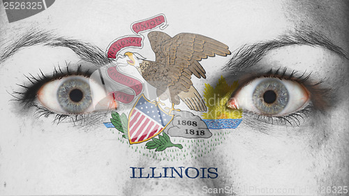 Image of Close up of eyes with flag