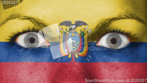 Image of Close up of eyes with flag