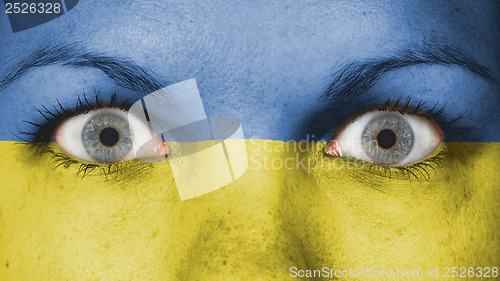 Image of Close up of eyes with flag