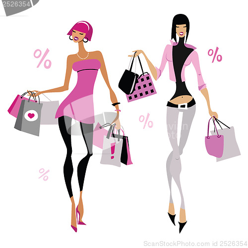 Image of Women with shopping bags.