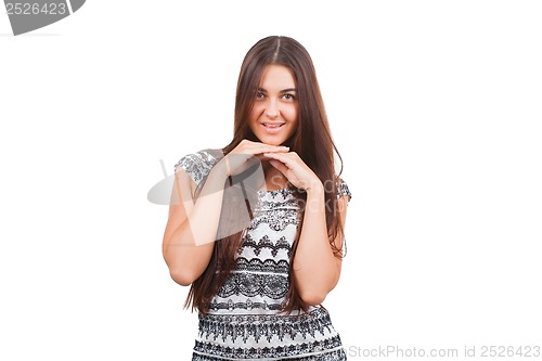 Image of Attractive young woman posing in studio