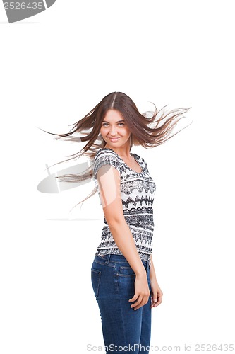 Image of Attractive young woman posing in studio