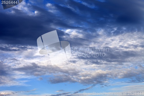 Image of Sky with clouds in summer evening
