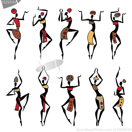 Image of Dancing woman in ethnic style.