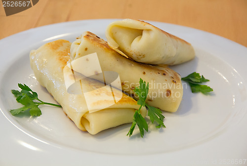 Image of Spring rolles on the white plate