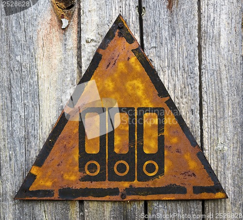 Image of Folders Icon on Rusty Warning Sign.