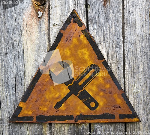 Image of Service Concept on Rusty Warning Sign.