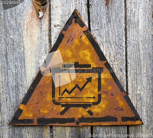 Image of Flipchart Icon on Rusty Warning Sign.