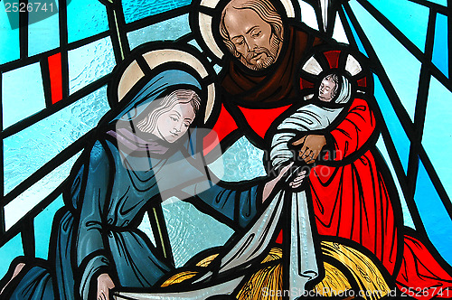 Image of Nativity stained glass.