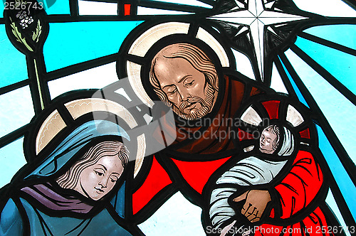 Image of Nativity stained glass.