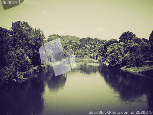 Image of Vintage sepia River Po, Turin