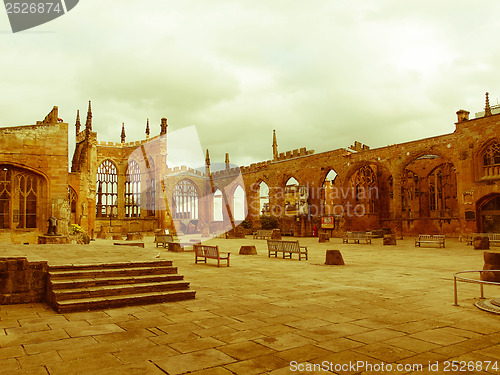 Image of Retro looking Coventry Cathedral ruins