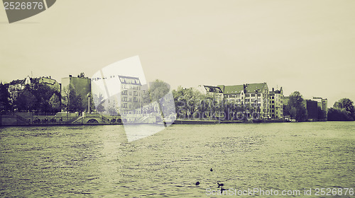 Image of Vintage sepia River Spree, Berlin