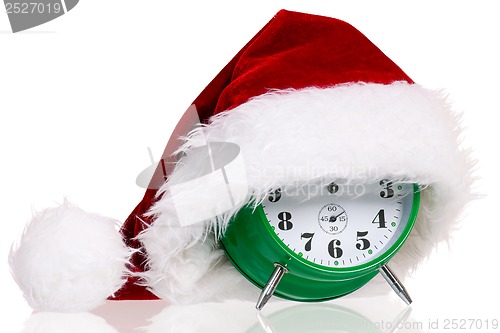 Image of Alarm clock with santa hat