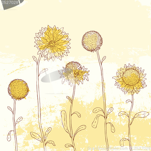 Image of Yellow sunflower on Watercolor background.