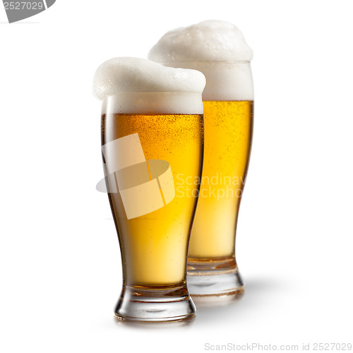 Image of Beer in glasses isolated on white background