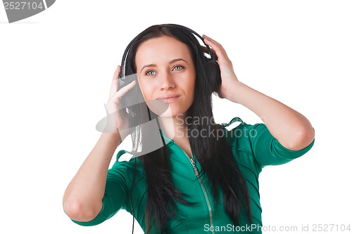 Image of Woman with headphones listening music