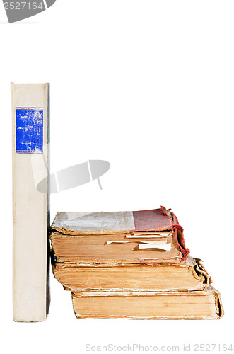 Image of pile of old books, isolated on white 