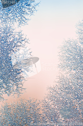 Image of ice crystals on a window , close-up