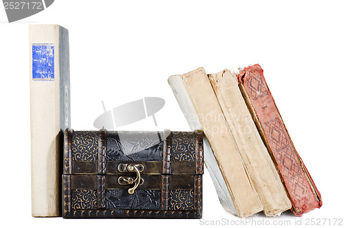 Image of pile of old books, isolated on white 