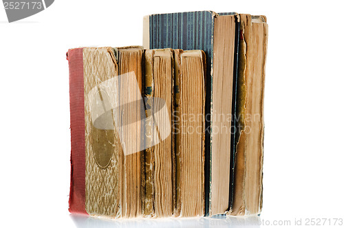 Image of pile of old books, isolated on white 