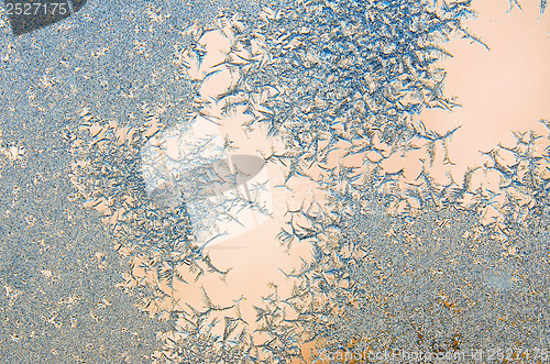 Image of ice crystals on a window , close-up