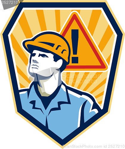 Image of Contractor Construction Worker Caution Sign Retro