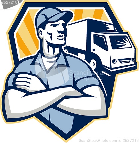 Image of Removal Man Moving Delivery Van Crest Retro