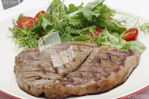 Image of Low carb steak and salad closeup
