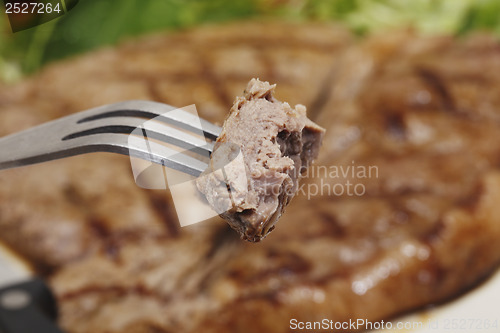 Image of Low carb steak on fork