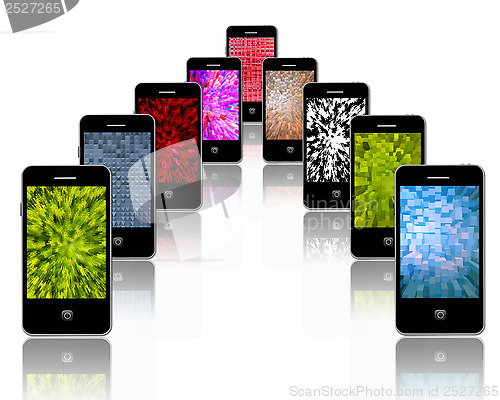 Image of mobile phones with different abstract textures