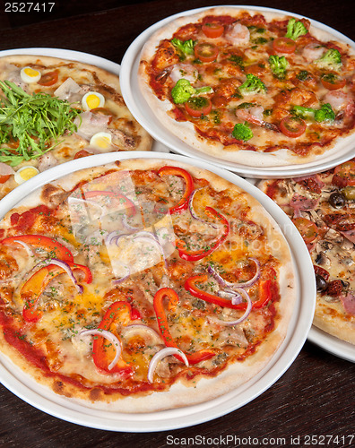 Image of pizza with ham and mushrooms
