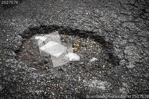 Image of Tarmac road with big holes in Belgium