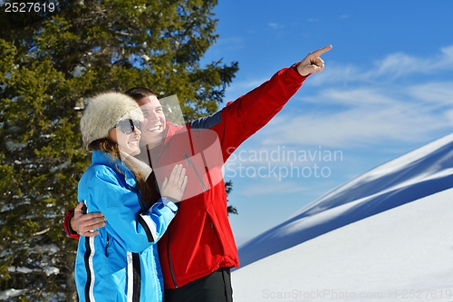 Image of young couple on winter vacation