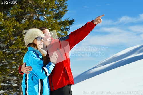 Image of young couple on winter vacation