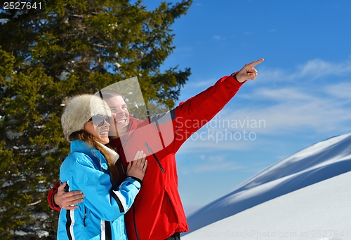 Image of young couple on winter vacation