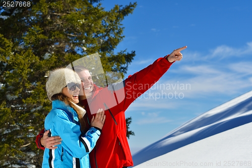 Image of young couple on winter vacation